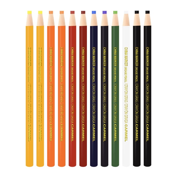 Carmel China Marker Pack of 12, Peel off Grease Pencil, Paper Wrapped Pull  String Pencil, Wax Pencil 