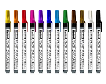 Carmel Paint Marker Fine Tip Pack de 12, stylo de peinture multi-surface, peinture permanente à base d’huile