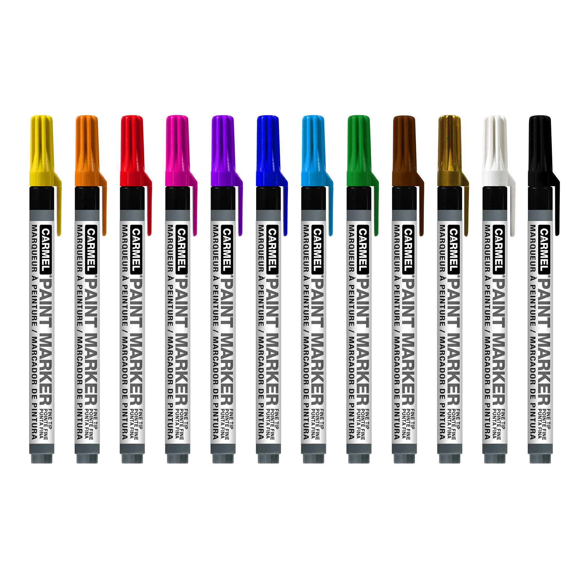 Carmel Paint Marker Fine Tip Pack of 12, Multi-surface Paint Pen