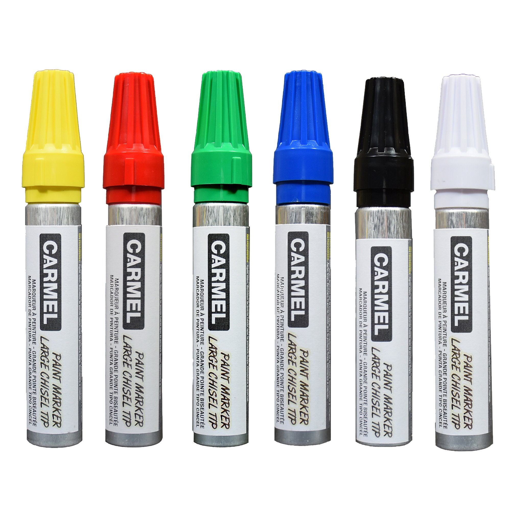 Carmel Paint Marker Large 8mm Chisel Tip Pack of 6, Multi-surface Paint  Pen, Permanent Oil-based Paint 