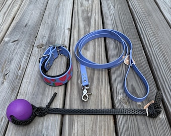Premade - Strawberry Collar/Leash/Ball Tug Set