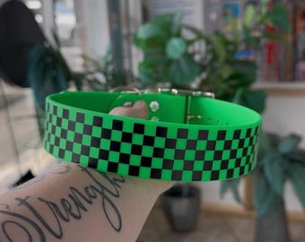 PREMADE - 1.5” Checkered Biothane Dog Collar