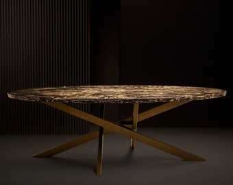 Bespoke Dining Table, Epoxy Resin, Black and Gold Premium Quality, All Colors, Luxury Handmade Unique Products, Safe Shipping