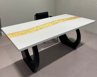 Stylish Modernism, Dining Table that Merges Art and Functionality, Epoxy Resin, All Colors Size Shapes, Worldwide Delivery