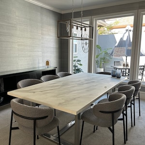 Introducing Matte Finish Epoxy Resin Marble Art Dining Table, White and Grey Pattern, All Sizes Shapes Colors, High Quality,