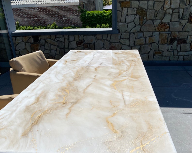 Resin Art Dining Table. Custom Made With Pouring Techniques. Etsy