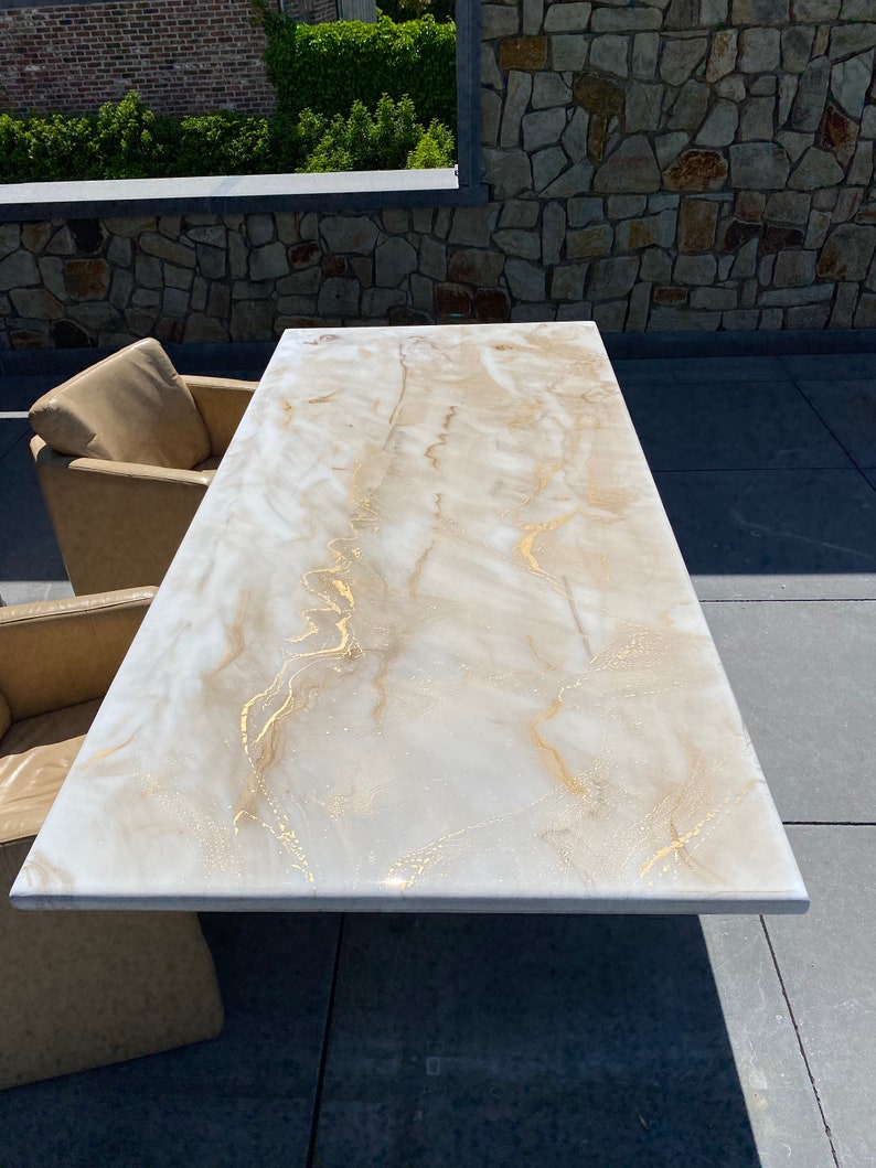 Resin Art Dining Table. Custom Made With Pouring Techniques. Etsy
