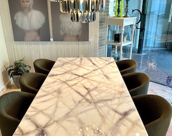 Bespoke Gold and Blue Marble Dining Table, Unique Furniture, Create your Dream Table, Unlimited Options of Colours, Sizes and Design