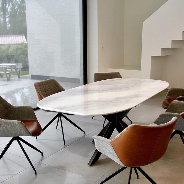 Custom made white and silver dining table