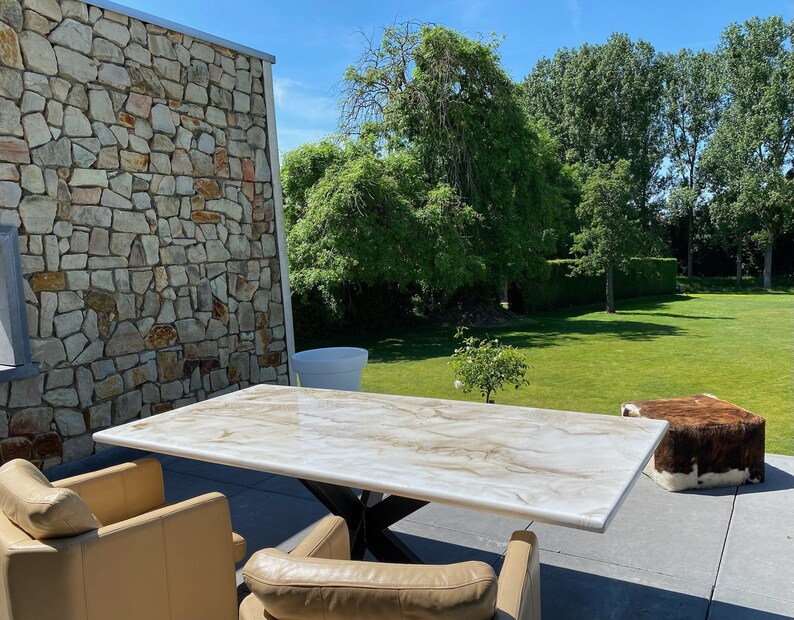 Resin Art Dining Table. Custom Made With Pouring Techniques. Etsy