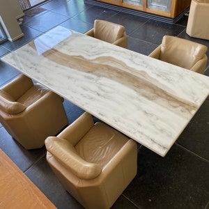 Artisan Epoxy Dining Table | Gold River Resin Art & Marble Design | Customizable Home Decor