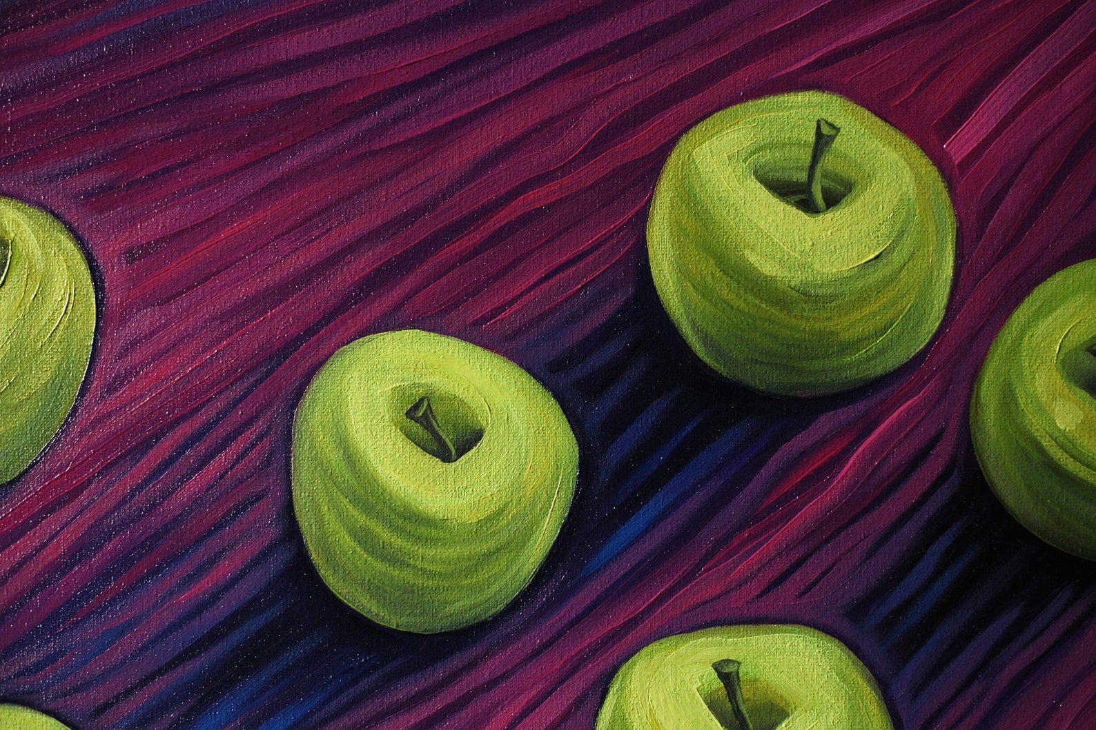 Green Apples Oil Painting Modern Fruit Still Life Original Art Etsy