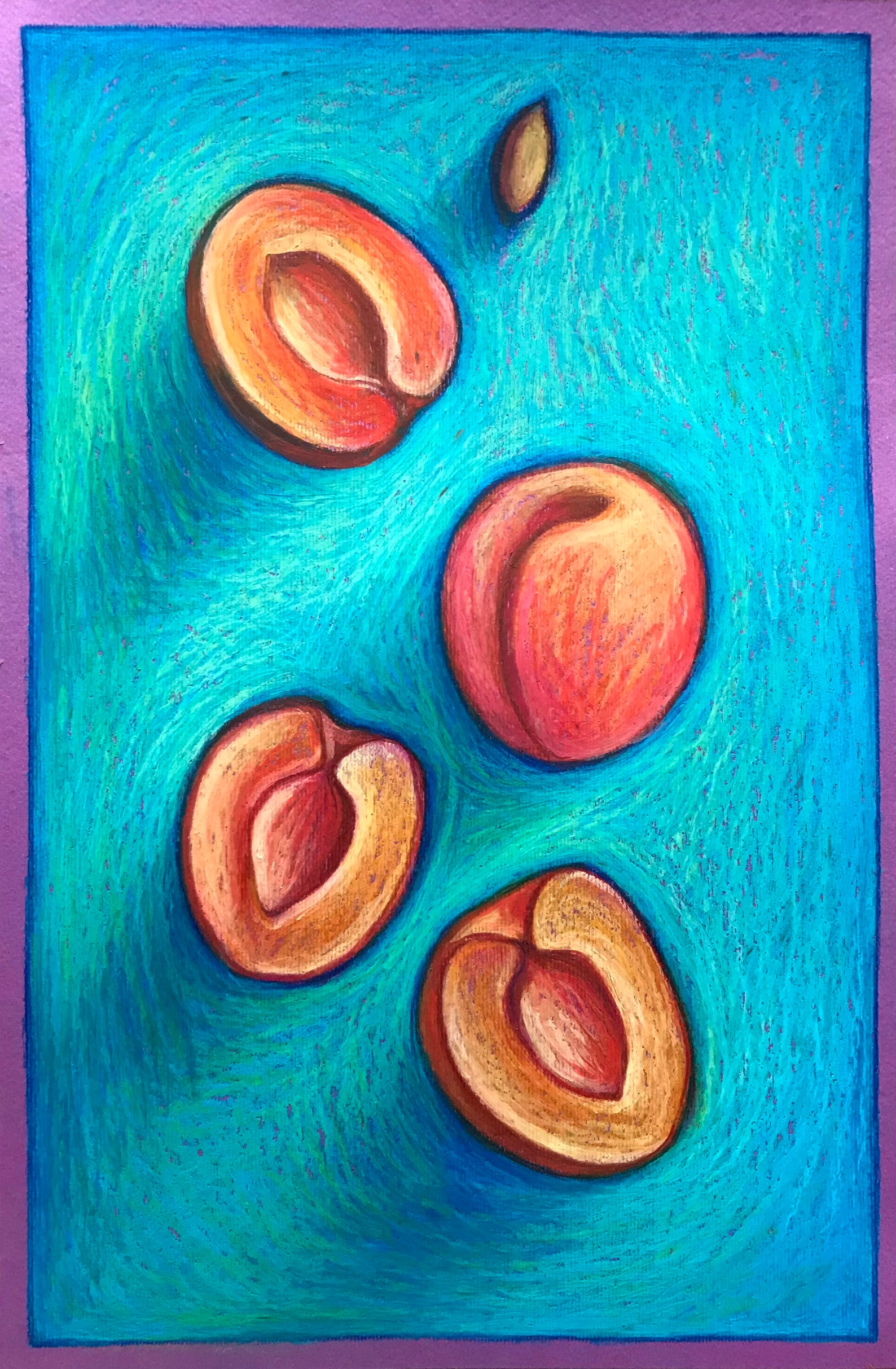 Peach painting original art abstract fruit still life oil Etsy