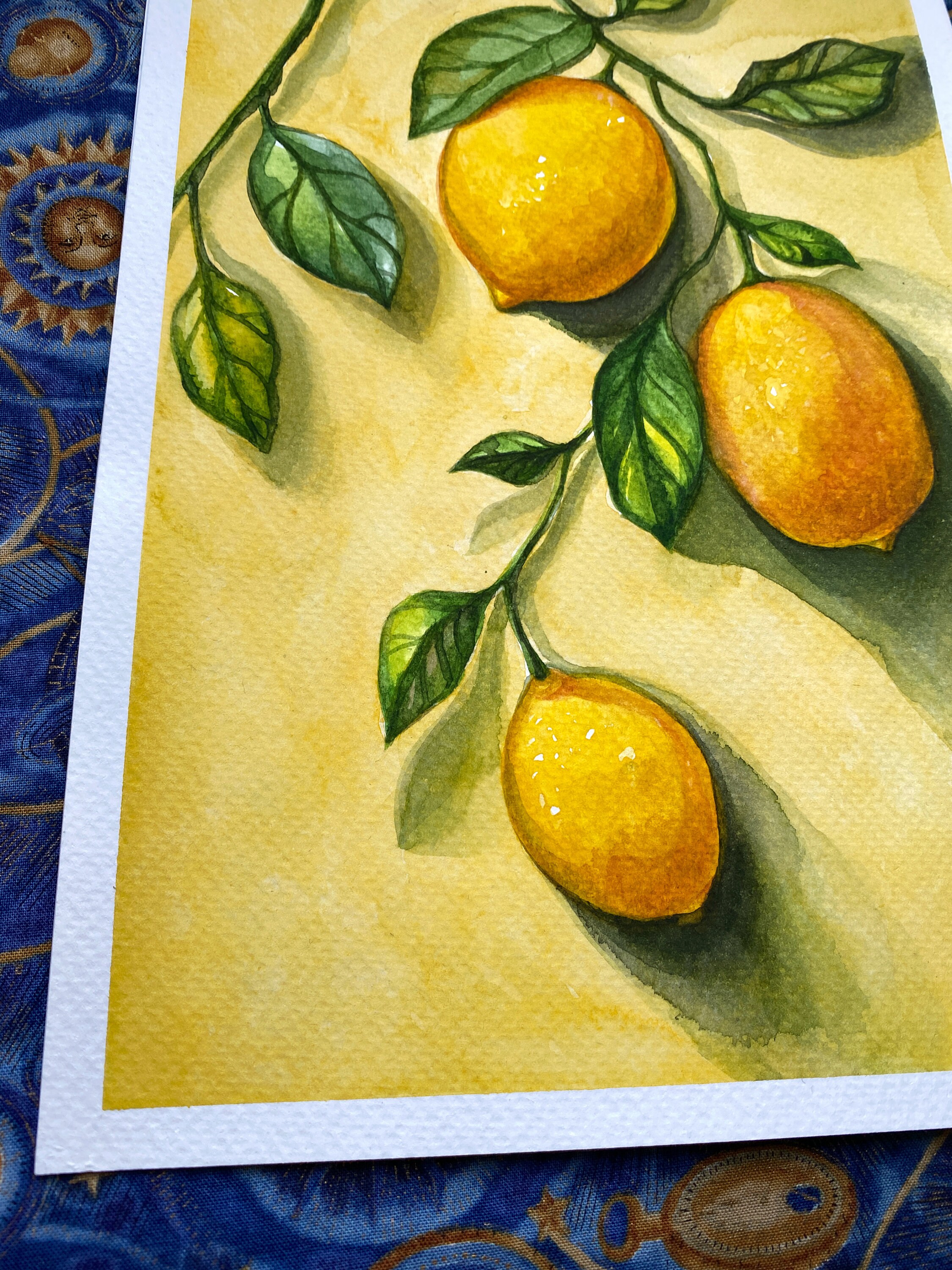 Lemon Painting Watercolor Drawing Lemon Branch Original Art - Etsy UK