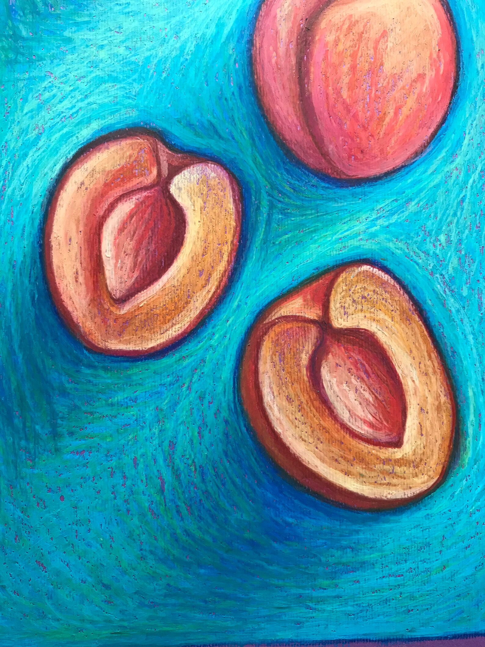 Peach Painting Original Art Abstract Fruit Still Life Oil Etsy