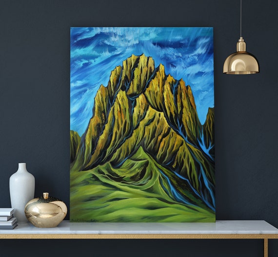 Scenery Living room wall art Wall painting Hand painted oil on sheet painting of Dolomite Italy Home decor