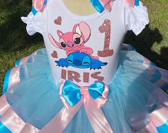 Blue and Pink Stitch Inspired Birthday Outfit