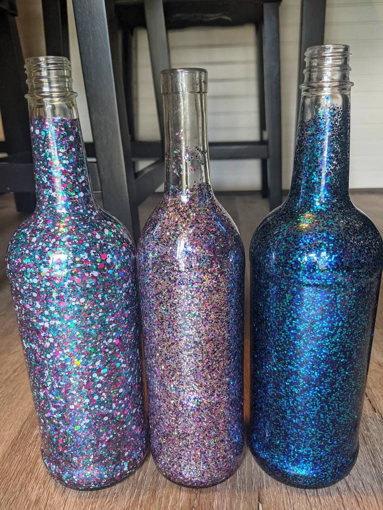 Personalized Sparkling Glitter Wine Bottle Lights Etsy