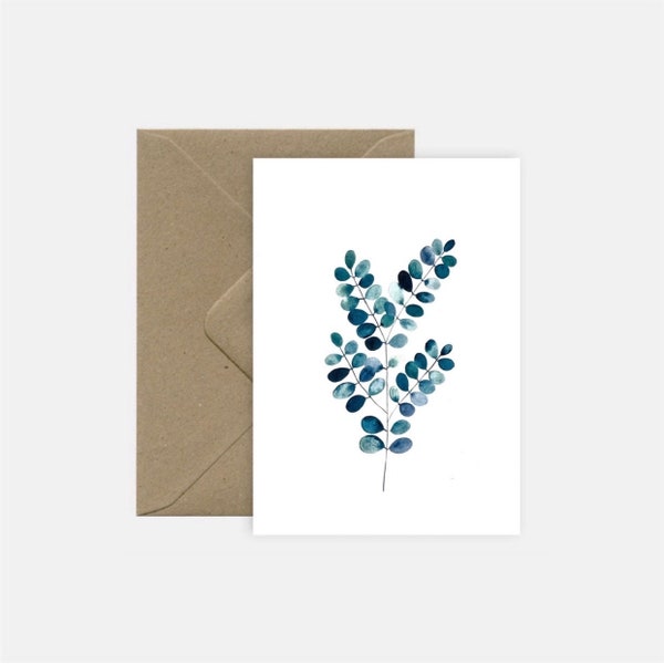 Blue Foliage Card + Kraft Envelope
