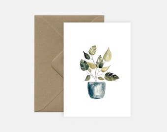 Carte Monstera + Enveloppe Kraft