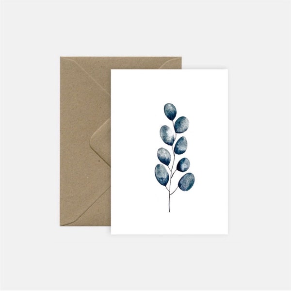 Blue Eucalyptus Card + Kraft Envelope