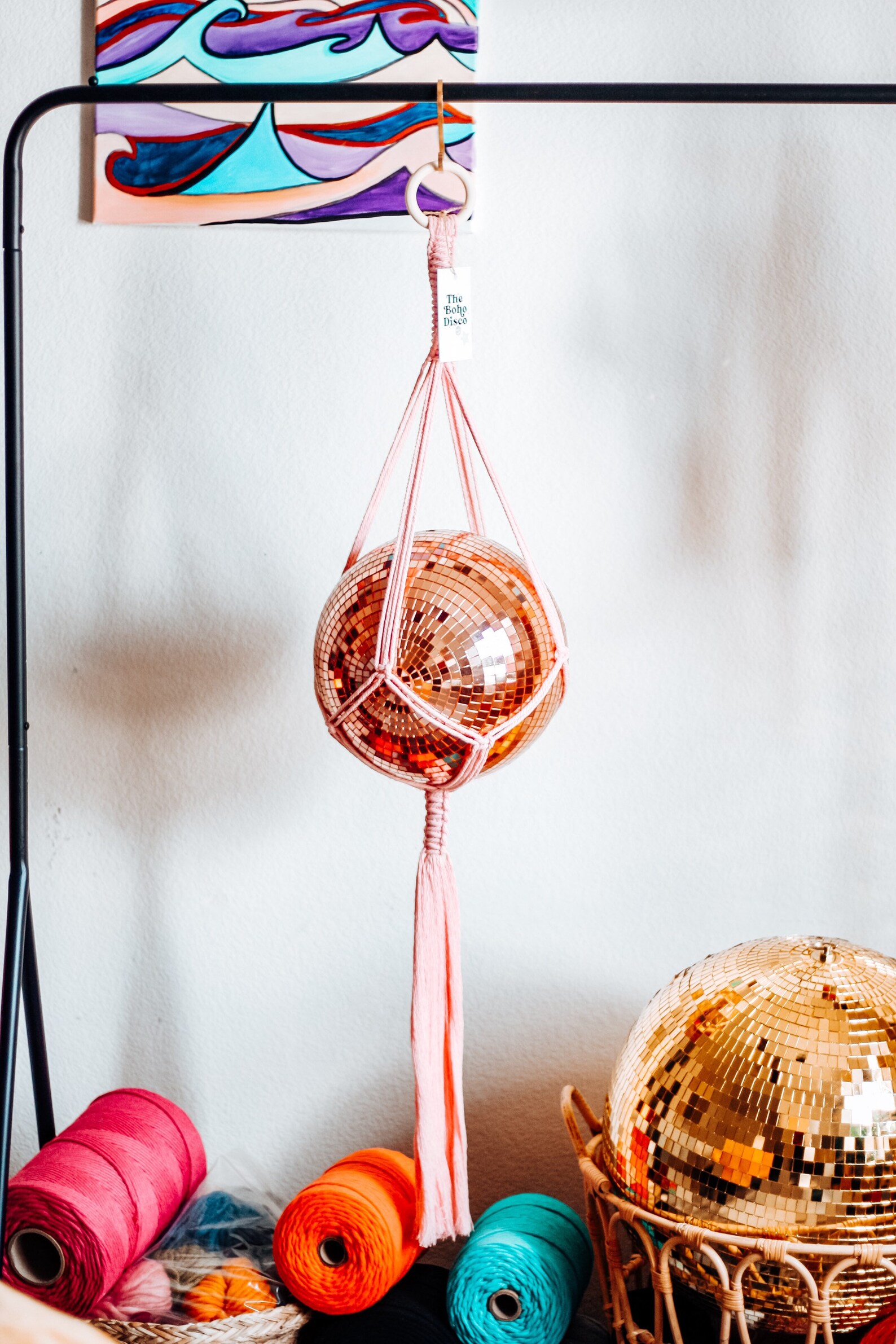 Macrame Disco Ball Holder the Disco Hammock MADE TO ORDER Etsy