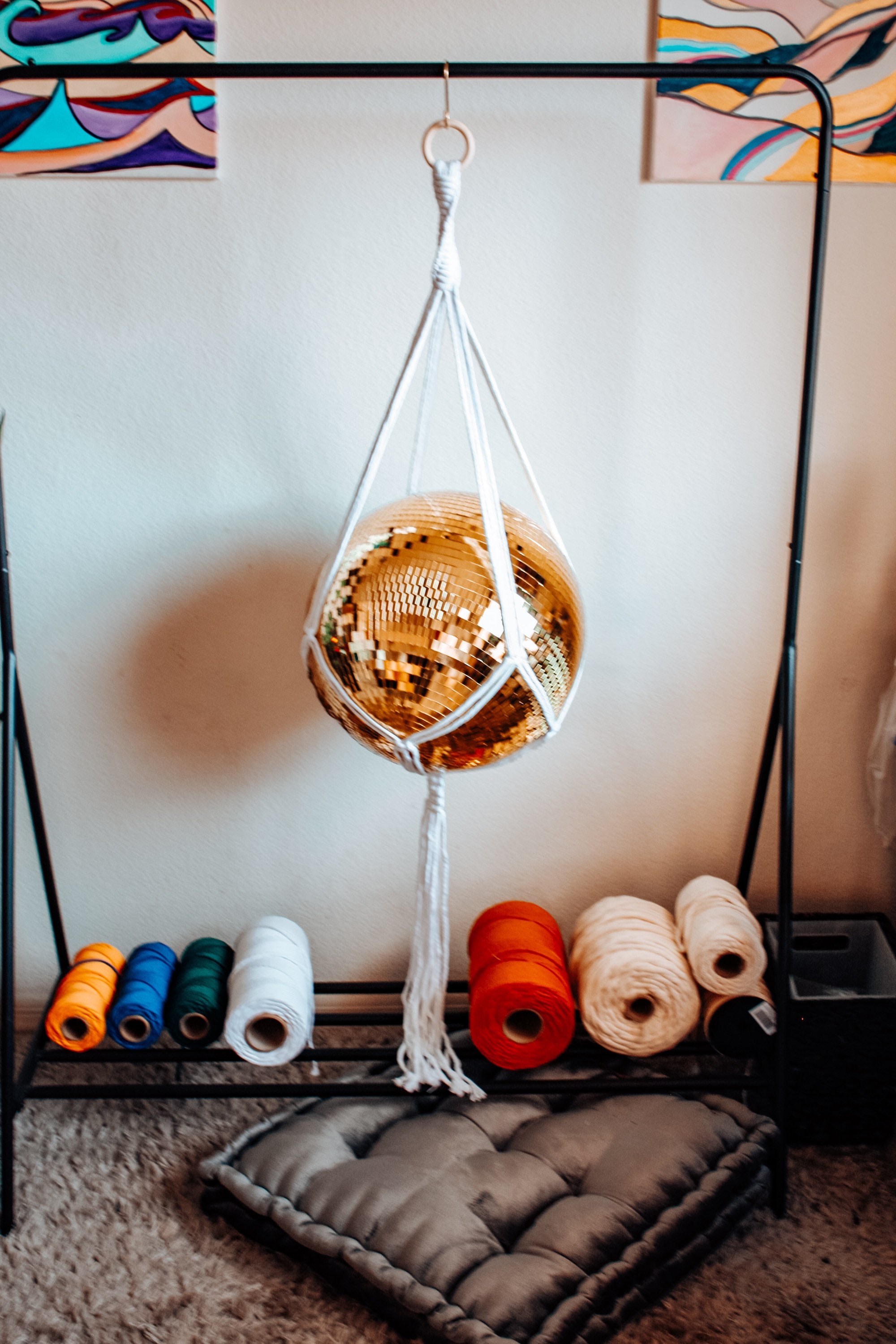 Macrame Disco Ball Holder the BIG Disco Made to Order Etsy