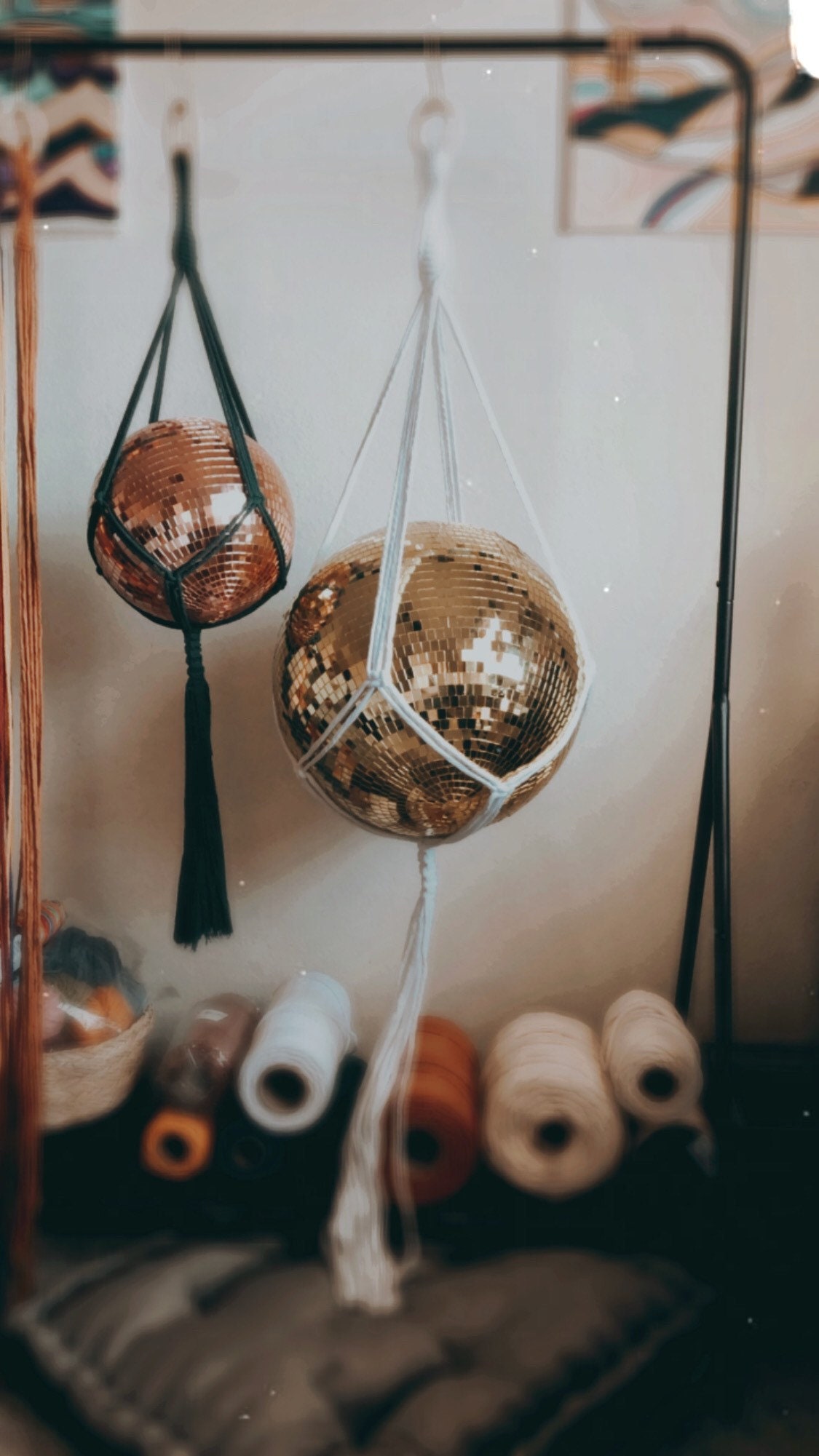 Macrame Disco Ball Holder the BIG Disco Made to Order Etsy