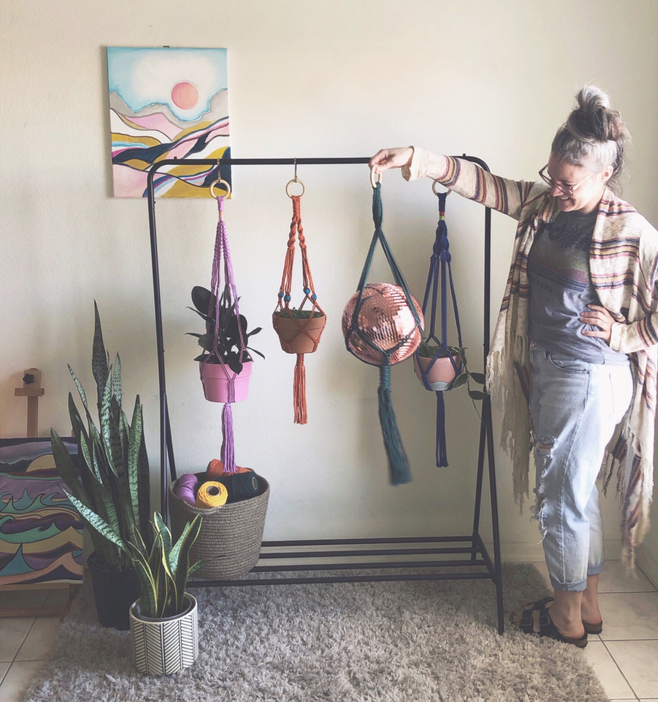 Macrame Disco Ball Holder the Disco Hammock at the Boho Etsy