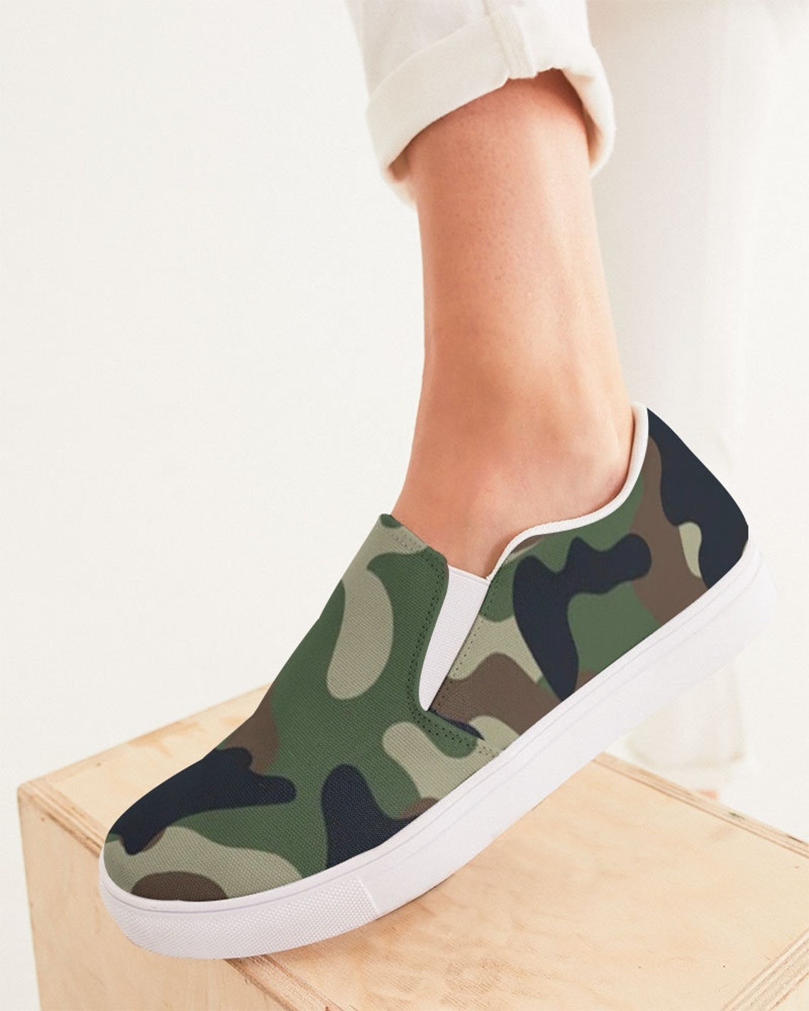 Women's Slip-On Canvas Shoe Camouflage Green | Etsy