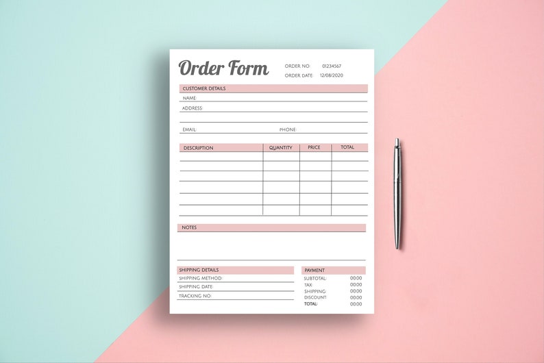 Editable Order Form Template