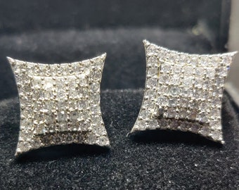 1.0 Carat Diamond Square Stud Earrings, Pave Studs, Diamond Jewelry Gift for Her, Square Stud Earrings, Diamond Stud Earrings,Valentine
