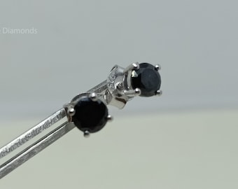 Black Moissanite Stud Earrings: 925 Sterling Silver 6.0mm