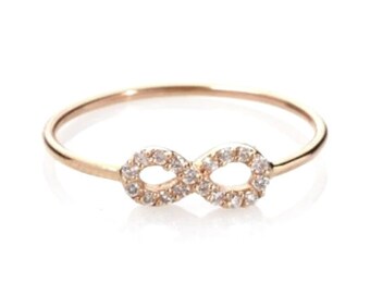 Moissanite Infinity Ring: Sterling Silver Dainty Band