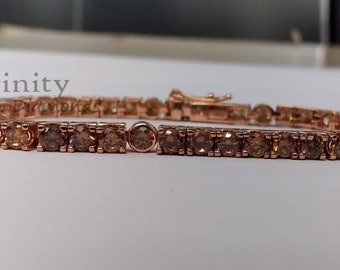 5.0Ct Brown Gemstone Tennis Bracelet • Gemstone Bracelet for Women • Four Prong Box Bracelet• Perfect Anniversary Gift for Her