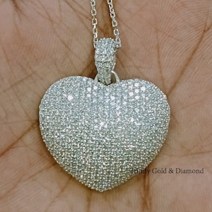 Big diamond heart pendant clearance