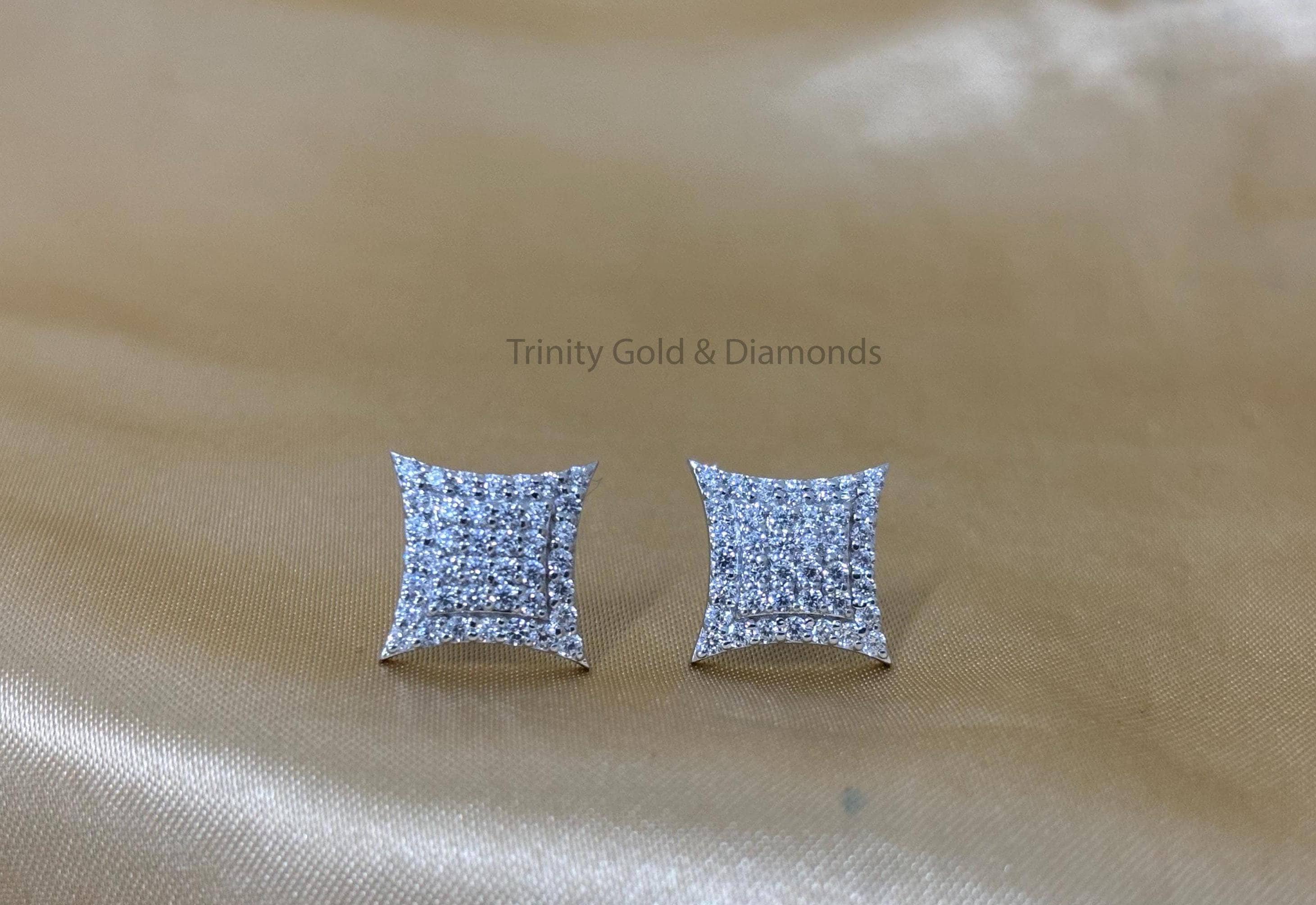 Kite Lab Grown Diamond Earrings: Unisex Double Halo Studs