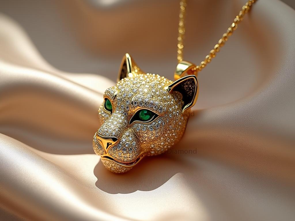 Pave Panther Head Pendant Necklace: Green Eye Animal Jewelry - Etsy