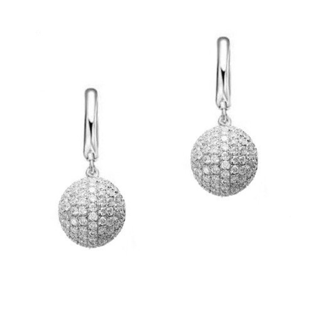 Diamond Ball Dangle Earrings Disco Ball Dangle Drop Earrings Etsy