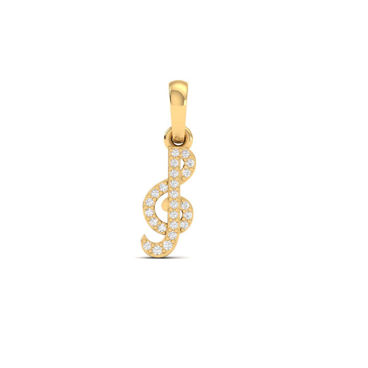 18K Gold Over Silver Music Note Pendant Necklace With Lab-Created Diamonds - 20-30 Inch, Italian Made, Lifetime Warranty - View #2