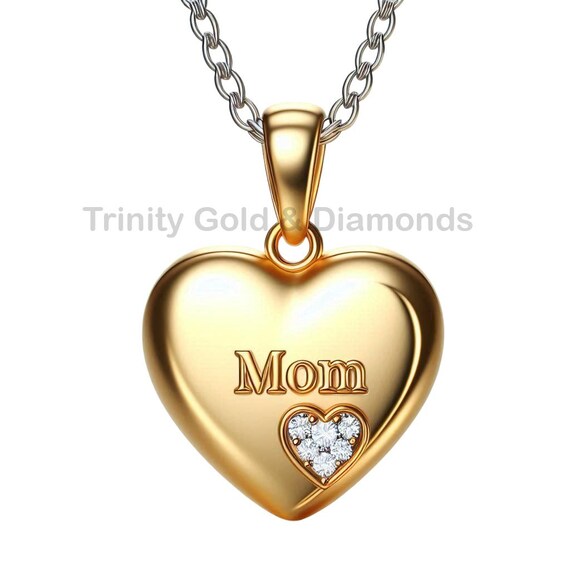 Collana a forma di cuore in argento per la mamma - Ciondolo a forma di cuore in argento sterling per la mamma su una delicata catena a maglie in argento sterling o