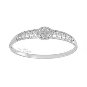 2.0Ct Moissanite Diamond Bangle For Women, 14KT White Gold Plated, Perfect gift for Her