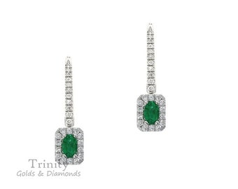 EMERALD EARRINGS, Emerald Earrings, Green Emerald Drop Earrings, Emerald Diamond Earrings, Bridesmaids Emerald Earrings, Mother's Day Gifts