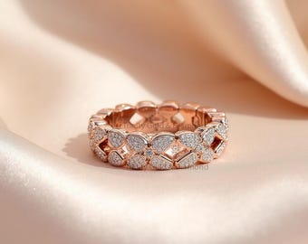 Roségouden bloemen Eternity-bandring: diamanten trouwring