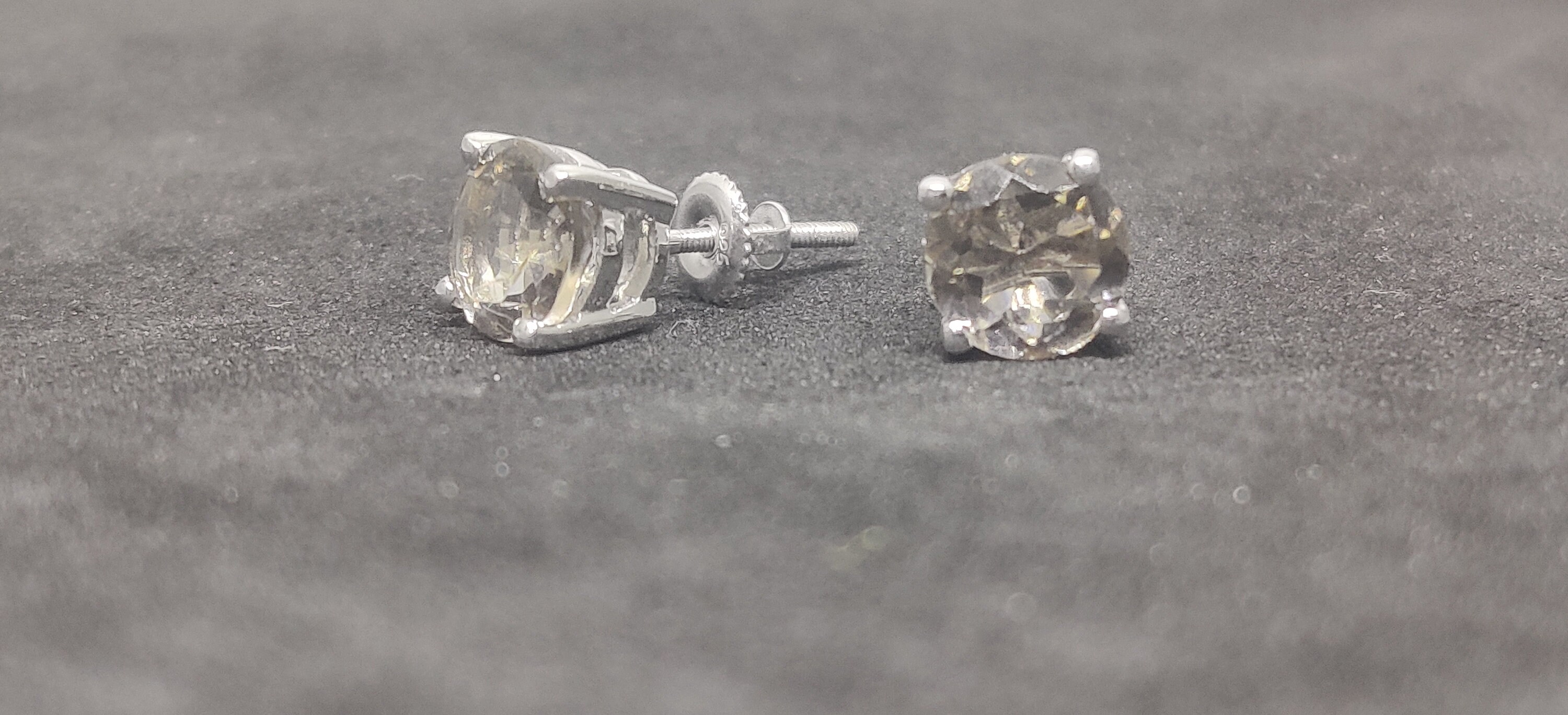 Chocolate Brown Diamond Stud Earrings Screw Back Earrings Etsy