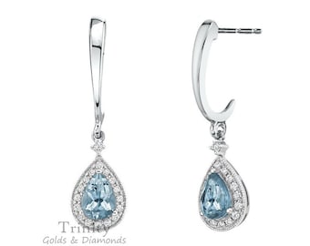 HANDMADE BLUE TOPAZ Earrings, Sterling Silver Gemstone Earrings, Pear Topaz Earrings, Gift
