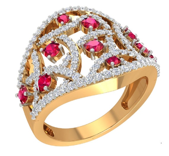 Ruby Cocktail Ring: 10kt Gold Over Sterling Silver, Lab Created