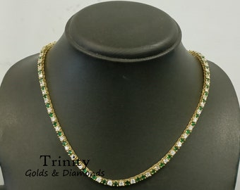 Emerald cz - tennis - necklace - choker - emerald tennis necklace- silver choker - Green Emerald Tennis choker - emerald choker, Emerald