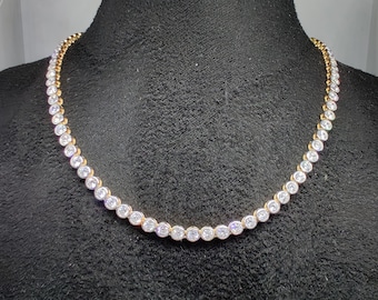 Moissanite Tennis Necklace • Bezel Set Necklace • Handmade Diamond Jewelry • Perfect Gift for Her • 3.0mm Stone • Perfect Mothers Day Gift