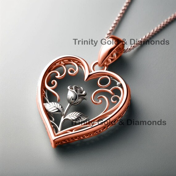 Collar De Plata De Ley Con Corte De Corazón Y Diseño De Lazo - Jewelry